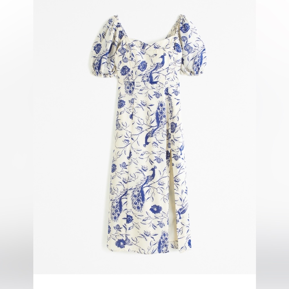 Abercrombie and Fitch Camille Puff Sleeve midi dress